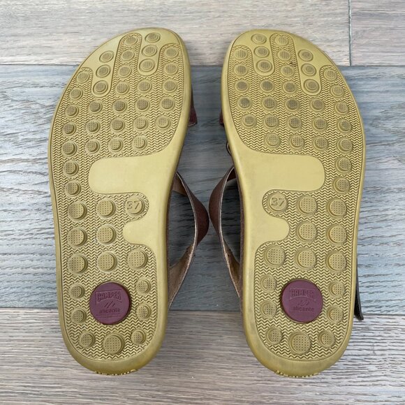 Camper Alicante Leather Strappy Sandals w Velcro Close Chocolate Brown Sz 37 - Picture 10 of 14